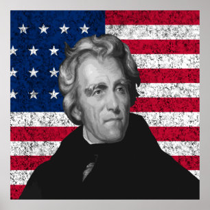 Poster Andrew Jackson et le drapeau américain