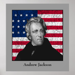 Poster Andrew Jackson et le drapeau américain