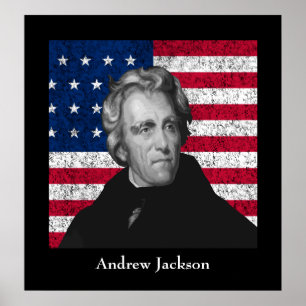 Poster Andrew Jackson et le drapeau des USA