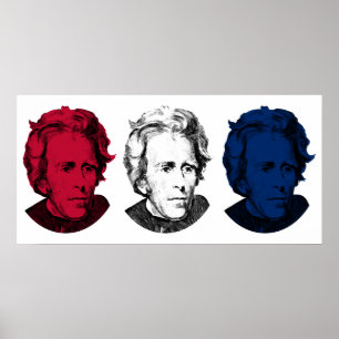 Poster Andrew Jackson Rouge, blanc et bleu