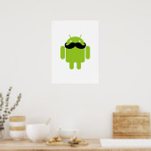 Poster Android Robot Black Mustache Graphisme (Cuisine)