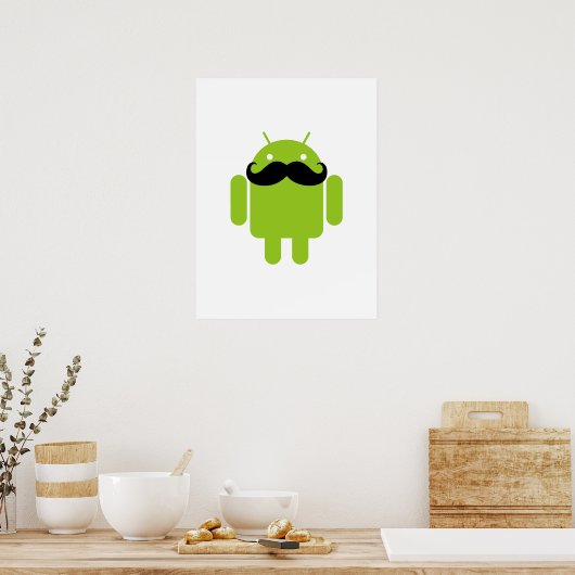 Poster Android Robot Black Mustache Graphisme (Cuisine)