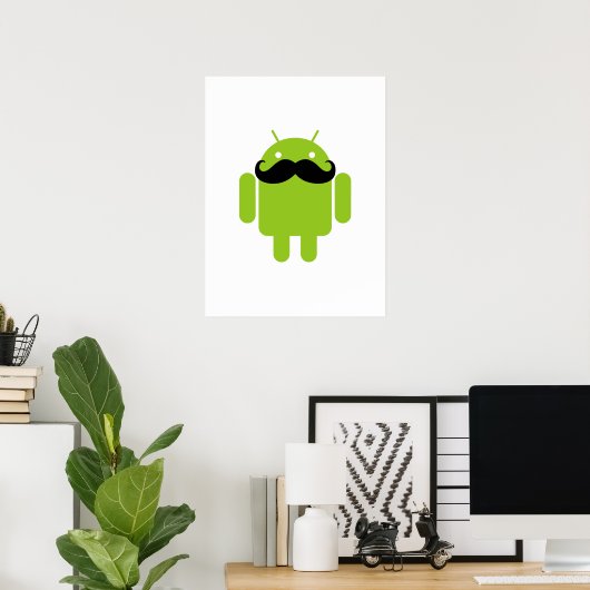 Poster Android Robot Black Mustache Graphisme (Bureau à domicile)