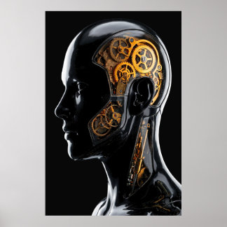 Poster Android Sci-Fi Horlogerie Cinématique Dorée