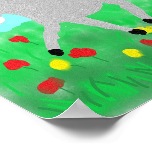 Poster Âne heureux dans une prairie fleurie (Coin)