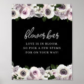 Poster Anémone noire et bar à fleurs violet Floral Douche (Devant)