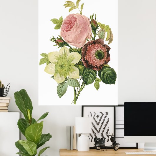 Poster Anémone, Rose, Clematis (Bureau à domicile)
