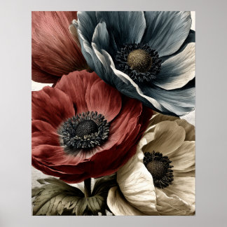 Poster Anemone wild flowers