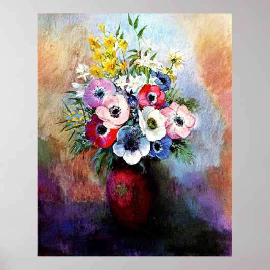 Poster Anémones par Odilon Redon (Devant)
