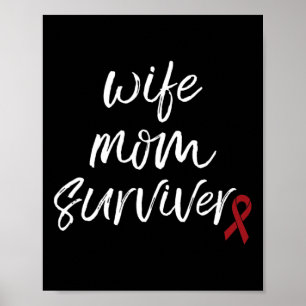Poster Aneurysme Sensibilisation Burgundy Ribbon Femme Ma