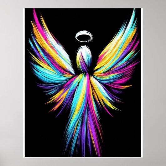 Poster Ange Abstrait Dans une Palette de Couleurs (Devant)