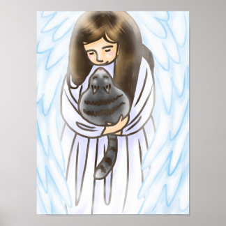 Poster Ange avec chat