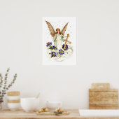 Poster Ange avec croix et fleurs de clématite (Cuisine)