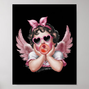 Poster Ange Cupid Rétro Saint Valentin Cupid Vintage Souf