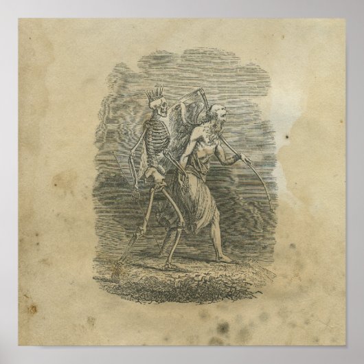 Poster Ange de la mort avec squelette (Devant)