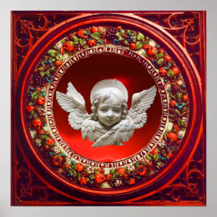 POSTER ANGE DE LA RENAISSANCE FLORENTINE AVEC COURONNE FL