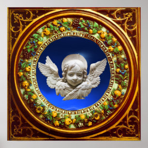 POSTER ANGE DE LA RENAISSANCE FLORENTINE AVEC COURONNE FL