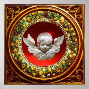 POSTER ANGE DE LA RENAISSANCE FLORENTINE AVEC COURONNE FL