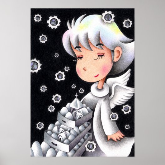 Poster Ange de neige blanc. (Devant)