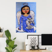 Poster Ange et chat sur un nuage (Bureau à domicile)