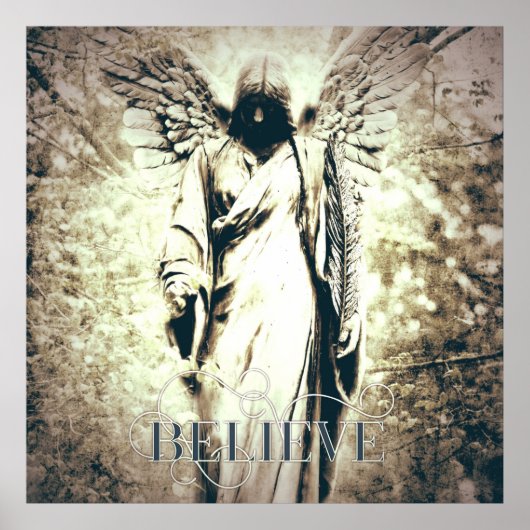 Poster Ange gothique vintage rustique sombre art croire (Devant)