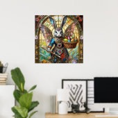 Poster ange guerrier lapin de Pâques steampunk (Bureau à domicile)