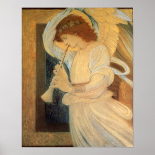 Poster Ange jouant le flageolet par Burne Jones