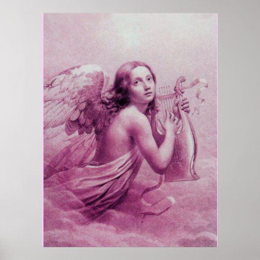 POSTER ANGE JOUE LA LYRE AU-DESSUS DES NUAGES (Devant)