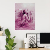 POSTER ANGE JOUE LA LYRE AU-DESSUS DES NUAGES (Bureau à domicile)