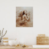 POSTER ANGE JOUE LA LYRE SUR LES NUAGES (Cuisine)
