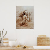 POSTER ANGE JOUER LYRA SUR LES NUAGES (Cuisine)