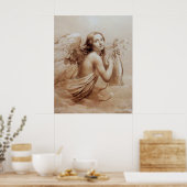 Poster ANGE JOUER LYRA SUR LES NUAGES Brown Sepia (Cuisine)