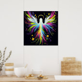Poster Ange multicolore abstrait sur fond noir (Cuisine)