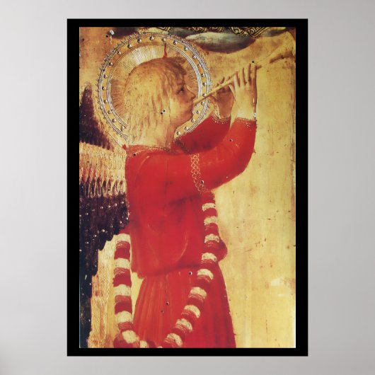 POSTER ANGE MUSICAL EN ROUGE ET OR (Devant)
