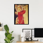 POSTER ANGE MUSICAL EN ROUGE ET OR (Bureau à domicile)