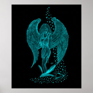 Poster Ange , perdu dans l'Amour , Design noir et vert