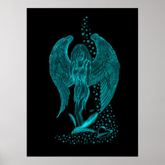 Poster Ange , perdu dans l'Amour , Design noir et vert
