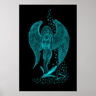 Poster Ange , perdu dans l'Amour , Design noir et vert