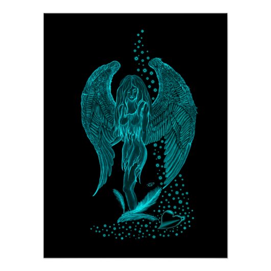 Poster Ange , perdu dans l'Amour , noir et vert Design (Devant)