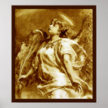 POSTER ANGE ROMANTIQUE AVEC PEUR EN SÉPIE BROWN, BLANC<br><div class="desc">Design élégant,  artistique et classique élaboré à partir de la peinture du 18ème siècle.</div>