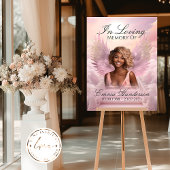 Poster Ange rose ailes signe de bienvenue