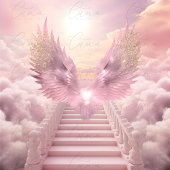 Poster Ange rose ailes signe de bienvenue