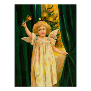 Poster Ange sonnant la cloche pour Noël