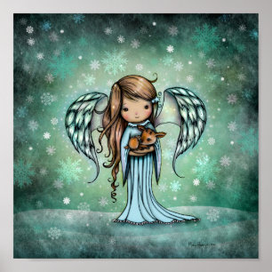 Poster Ange tenant un faon illustration artistique