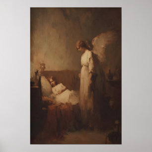 Poster Ange veillant sur un enfant endormi, Mur chrétien