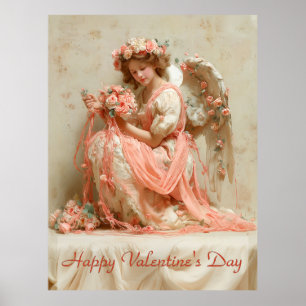 Poster Ange Vintage de Roses Saint-Valentin