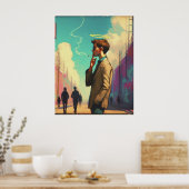 Poster Angel avec Halo Fumer dans la rue urbaine (Cuisine)