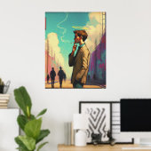 Poster Angel avec Halo Fumer dans la rue urbaine (Bureau à domicile)