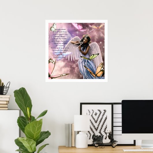 Poster Angel avec papillons Peinture sur papier d'art per (Bureau à domicile)