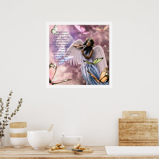 Poster Angel avec papillons Peinture sur papier d'art per (Cuisine)